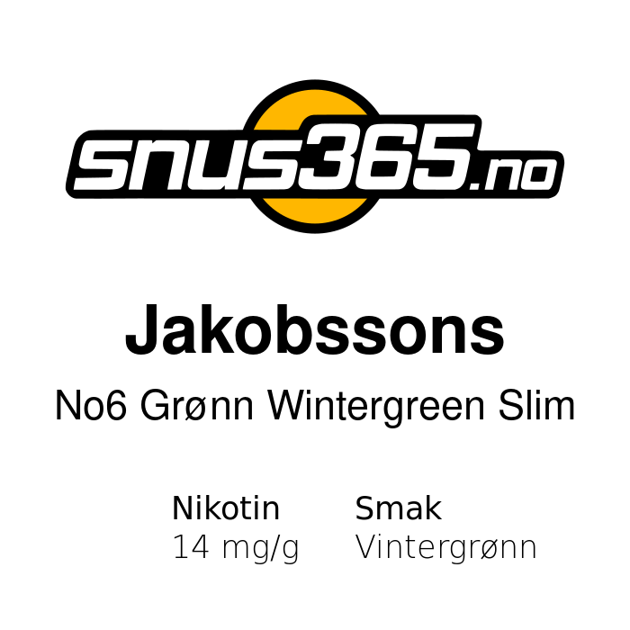 Jakobssons No6 Grønn Wintergreen Slim